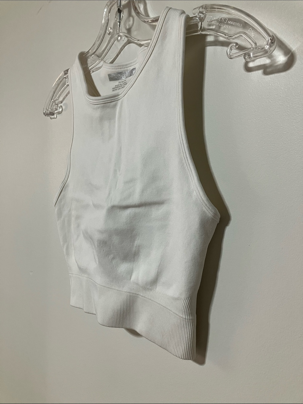 Forever 21 White Ribbed Seamless High Neck Athleisure Crop Tank Top Sz M